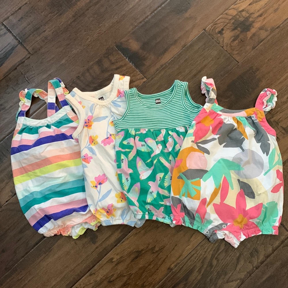 Tea Collection Sleeveless Rompers Pack of 4